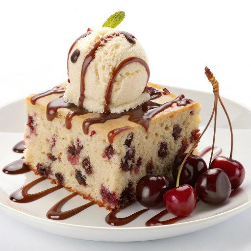 Vanilla Ice Cream with cherry chip cake