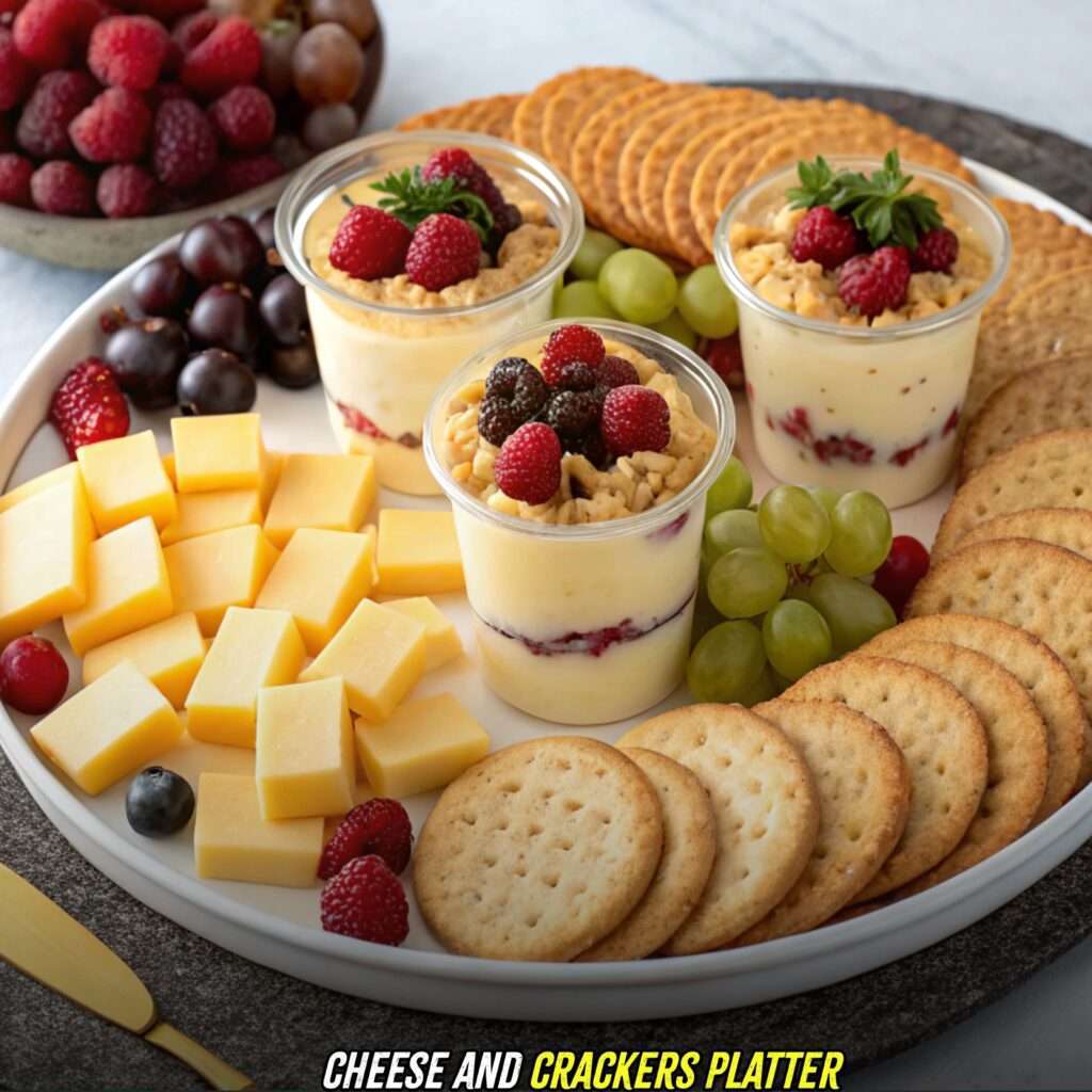Cheese and Crackers Platter with Beach Pudding Cups