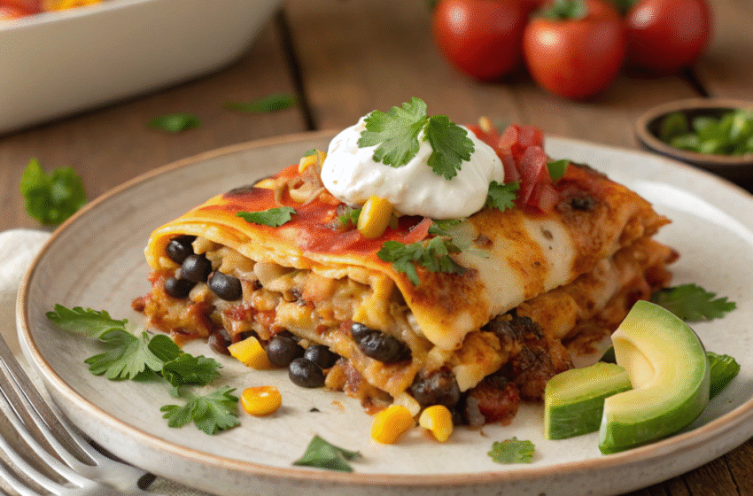 Slow Cooker Chicken Enchiladas Casserole
